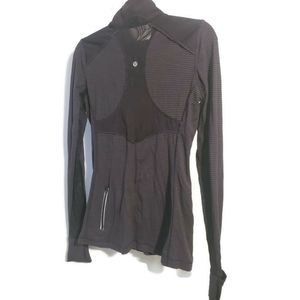 LuLu Lemon Sz 6 grey stripe Black lace jacket